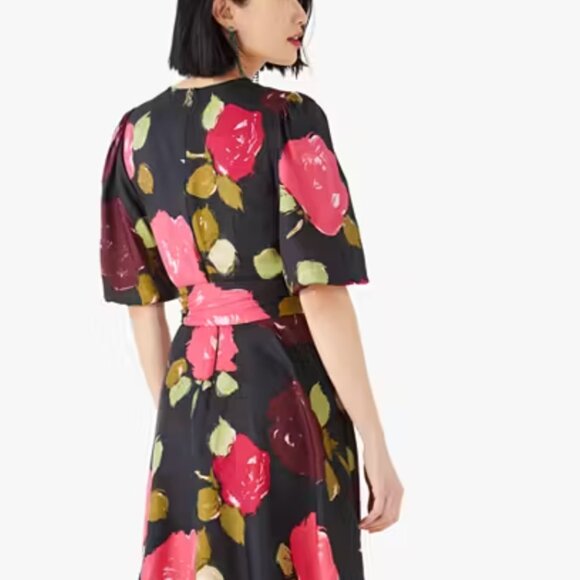 Kate Spade Brushy Roses Silk-Blend Twill Belted Dress NEW size 8 (retail $358) - Picture 4 of 8